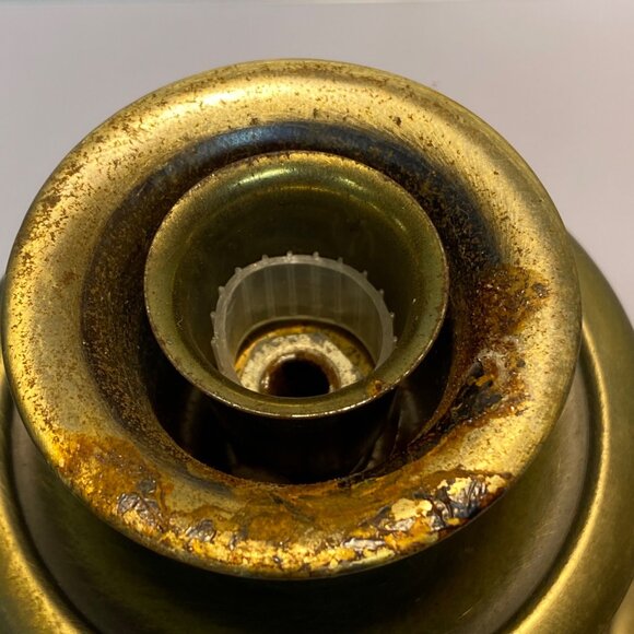 Vintage Wood Brass Set of 2 Candle Holders Homco Gold Tone 9.5"x4" MCM Retro - Picture 6 of 16